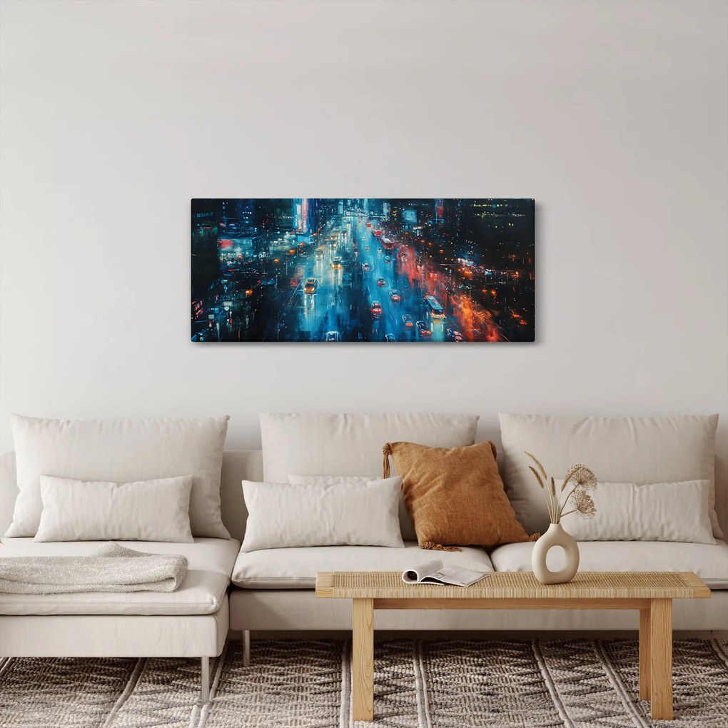Tablou - Oraș mare, pictură în ulei (120x50 cm)