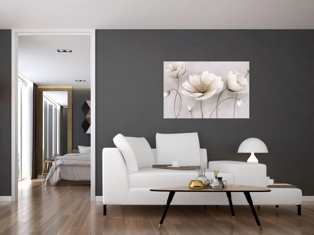 Tablou cu florile albe (90x60 cm)