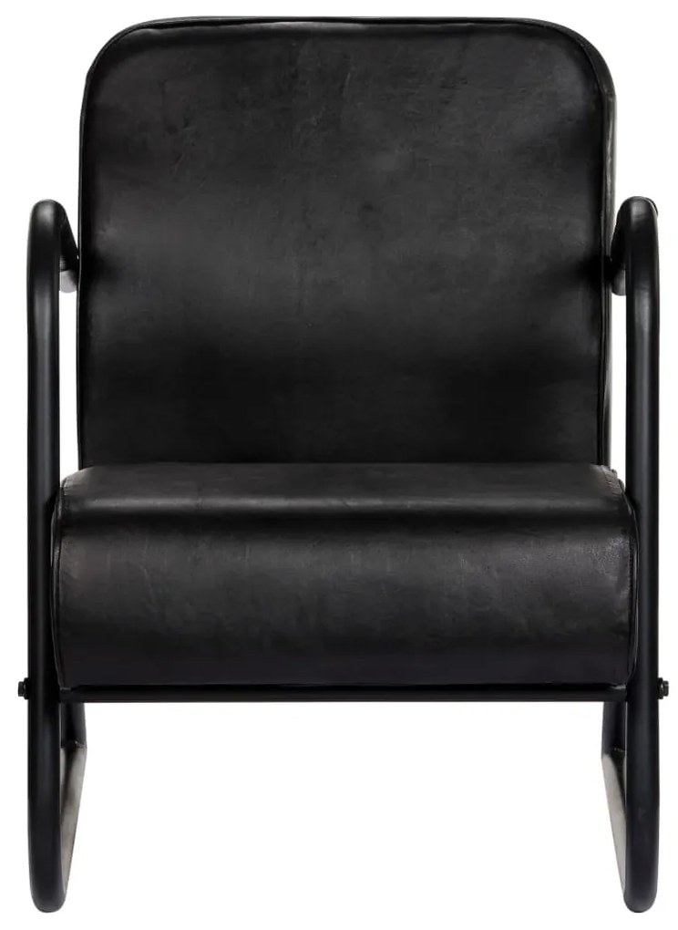 282902 vidaXL Fotoliu de relaxare, negru, piele naturală