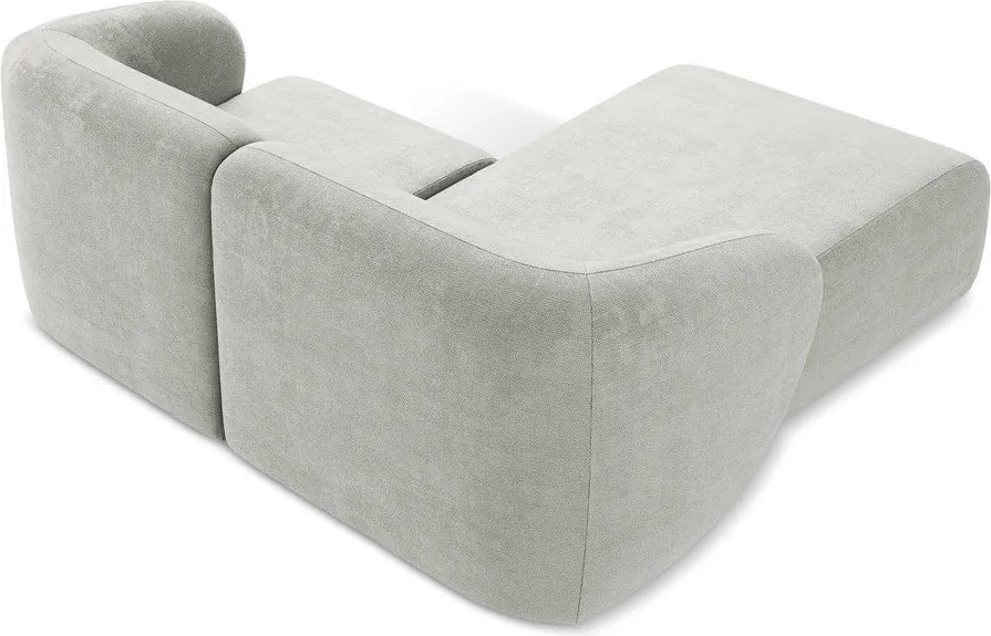 Colțar gri deschis cu tapițerie din chenille (cu colț pe partea stângă/cu șezlong) Lani – Makamii