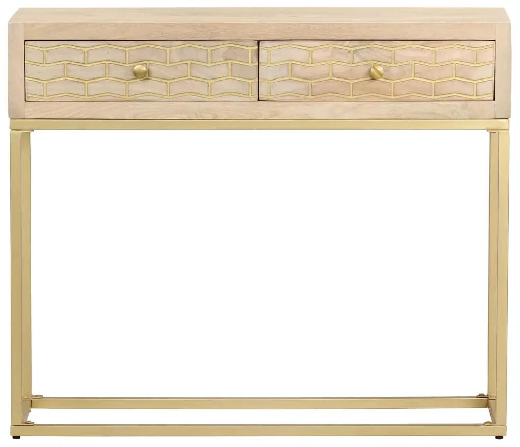 Masa consola, auriu, 90 x 30 x 75 cm, lemn masiv de mango 1, Auriu