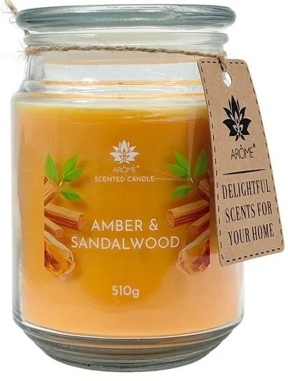 Lumânare Arome 510 g, în sticlă, Amber &, Sandalwood
