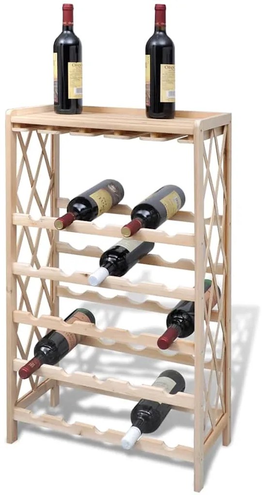 vidaXL Suport pentru 25 de sticle de vin, lemn masiv de brad