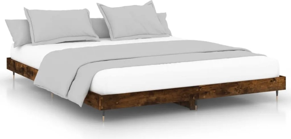 vidaXL Cadru pat fără saltea stejar fumuriu 120x200 cm, lemn prelucrat