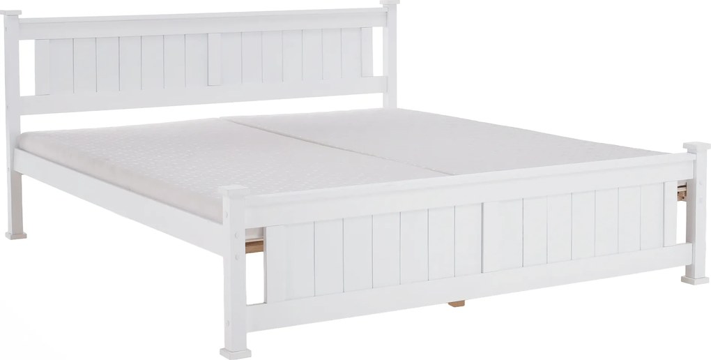 Pat cu lamele, lemn de pin/alb, 160x200, LUCAS NEW