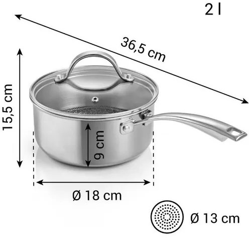 Cratiță cu capac Tescoma SteelCRAFT, diametru 18 cm, 2 l