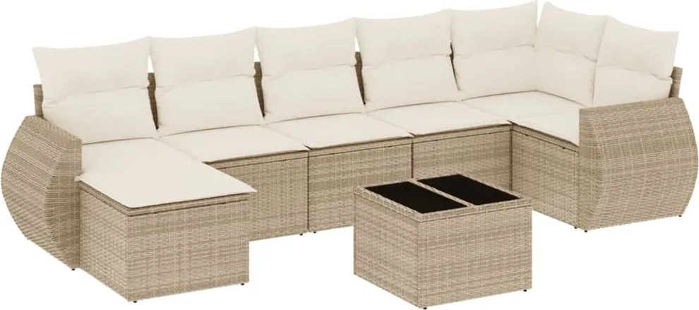vidaXL Set canapele de grădină, 8 piese, cu perne, bej, poliratan