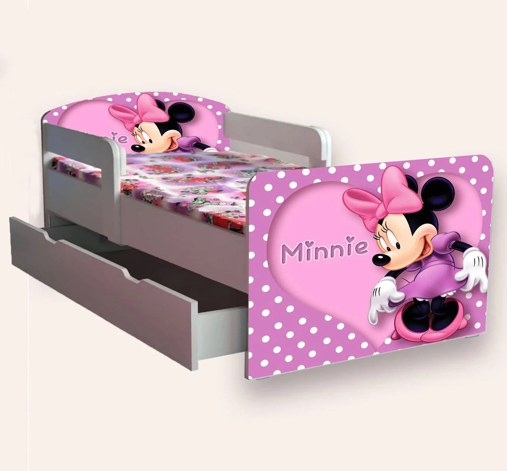 Pat Fete Minnie Mouse Cu Manere Varianta 2 Mare 2-12 Ani Cu Sertar Cu Saltea Inclusa 160x80 Cmg46968571658580