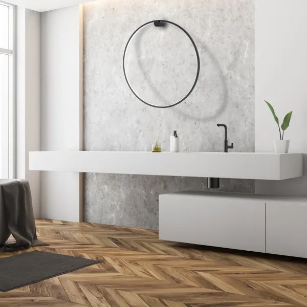 Aplica de perete LED SATURNO, 46 W, 230 V, Ø 80 cm, IP44, negru