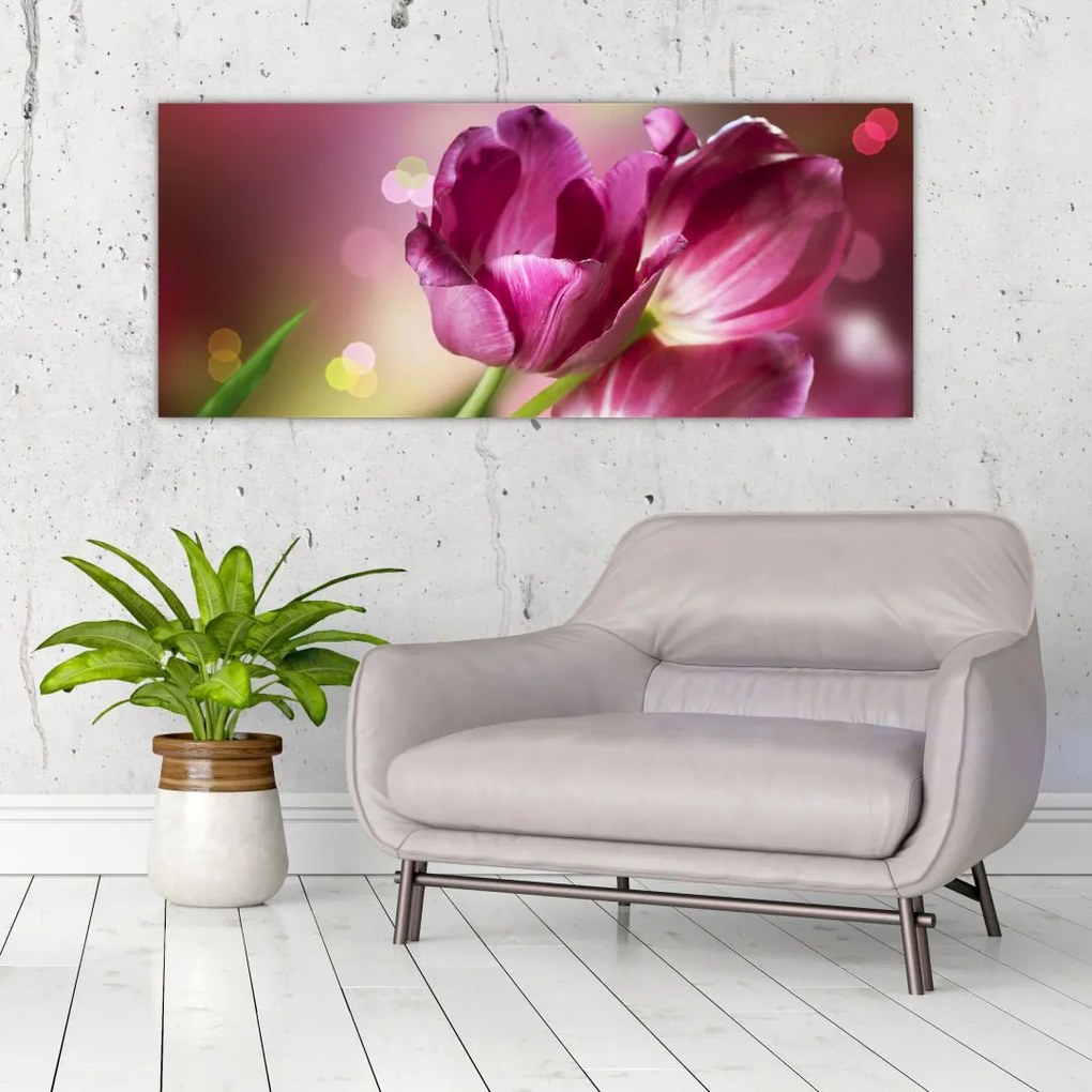Tablou cu lalele roz (120x50 cm)