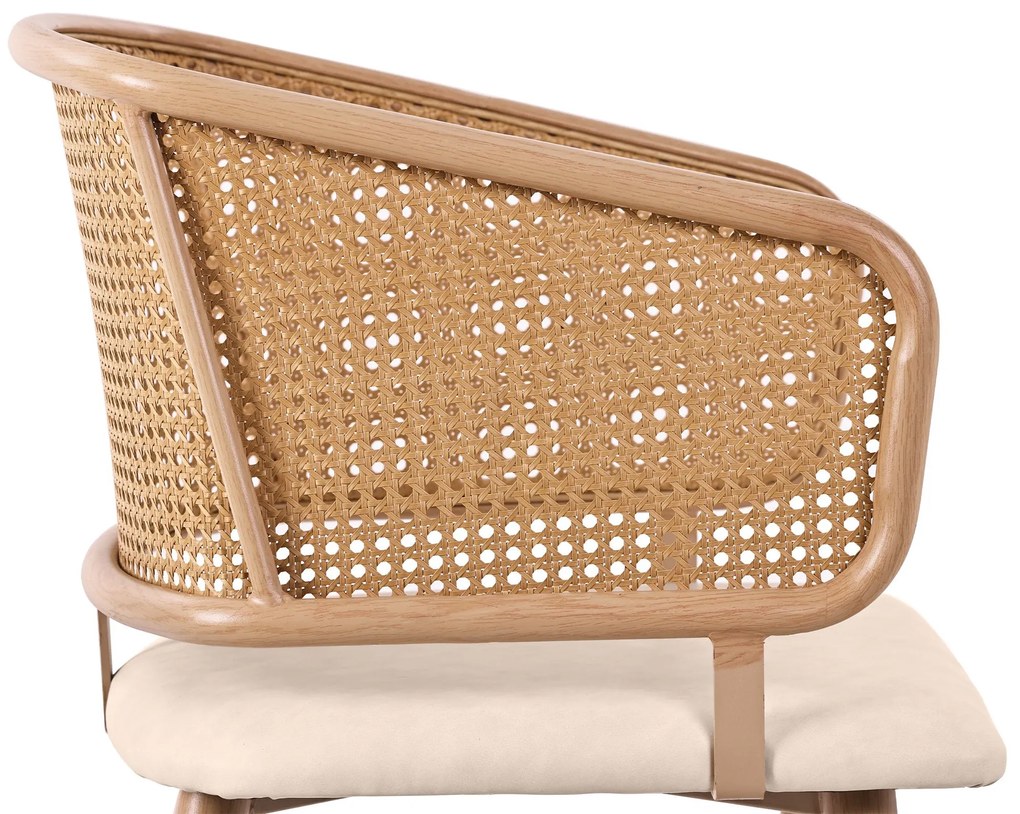 Set de 4 scaune de sufragerie cu spătar din ratan, Bej+Maro | Aosom Romania