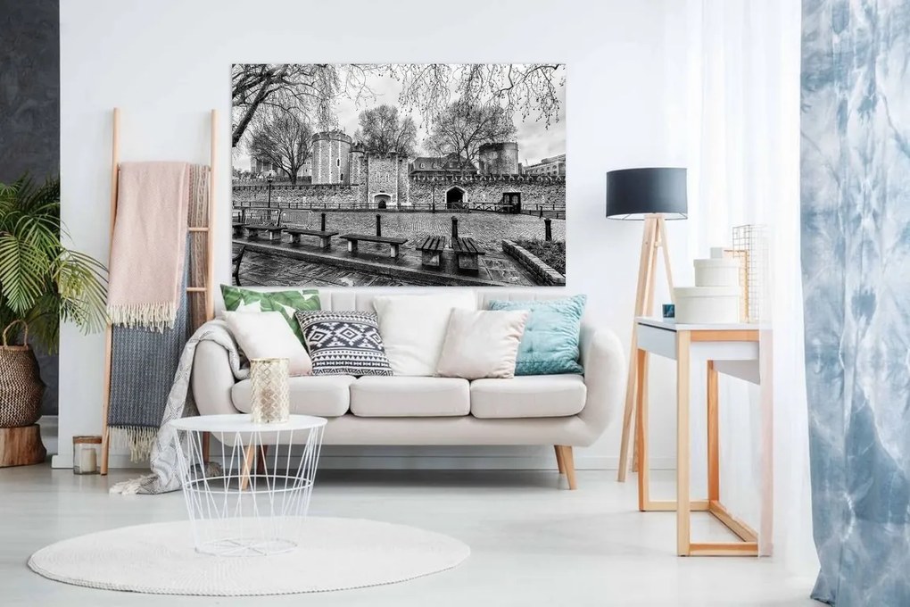 Tablou Urban castel alb-negru - 70x50cm