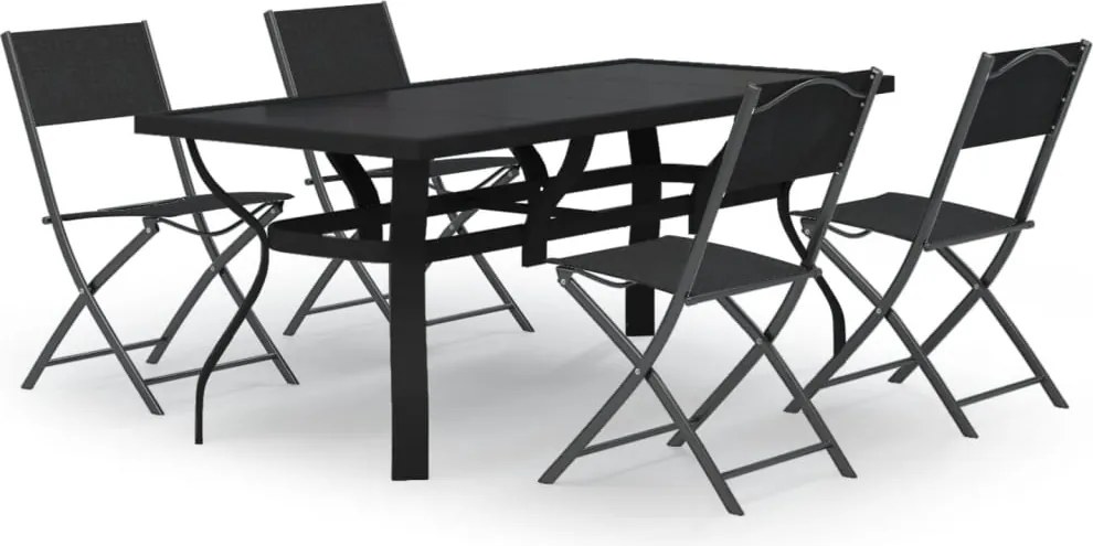 vidaXL Set de servit masa pentru grădină, 5 piese, gri și negru