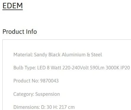 Pendul LED stil minimalist EDEM negru