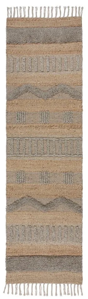 Covor tip traversă gri deschis/în culoare naturală 60x230 cm Medina – Flair Rugs