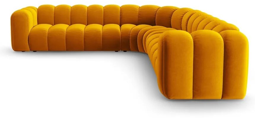 Colțar modular galben cu tapițerie din catifea Lupine – Micadoni