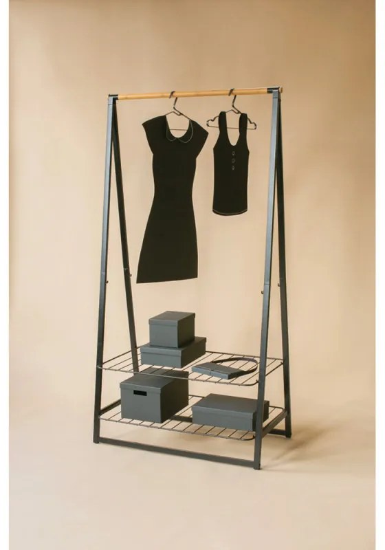 Suport multifuncțional pentru haine Brabantia Linn 1008930, 2 rafturi, Otel, Negru