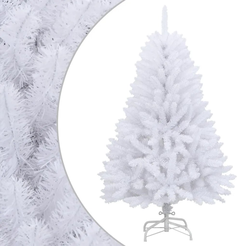 vidaXL Brad de Crăciun artificial cu suport și balamale, alb, 120 cm