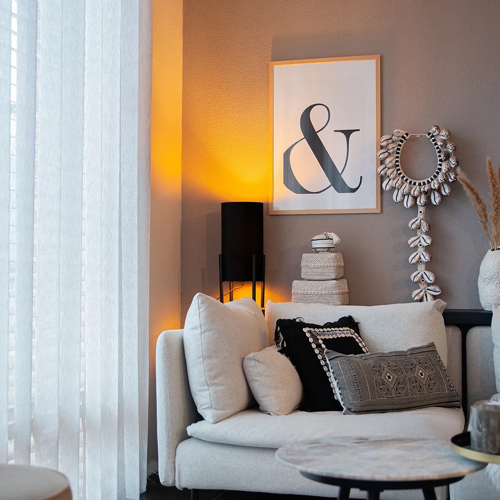 Lampă de masă modernă neagră cu abajur din catifea neagră - Rich