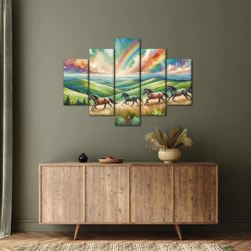 Tablou – Cai galopând prin peisaj (150x105 cm)