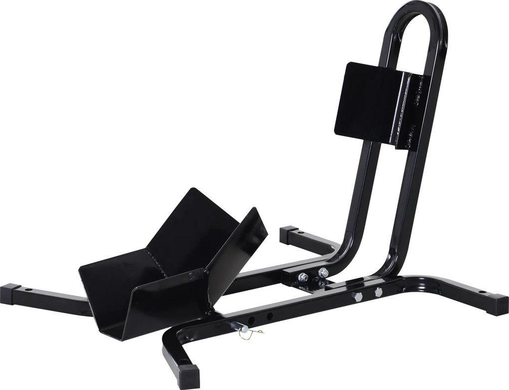 HOMCOM Suport pentru Motocicletă Reglabil pe 3 Nivele, Sistem de Blocare Roți Motocicletă în Metal cu Găuri, 60x55x43 cm, Negru