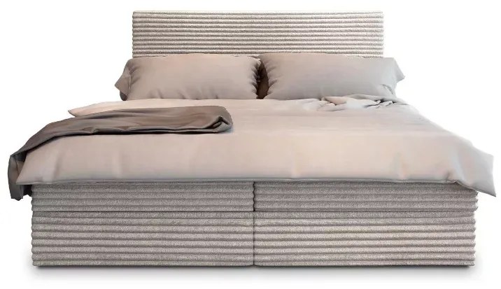 Pat tapițat boxspring ISPIRA 160x200 cm crem Saltea: Matrace Bonell pružinová