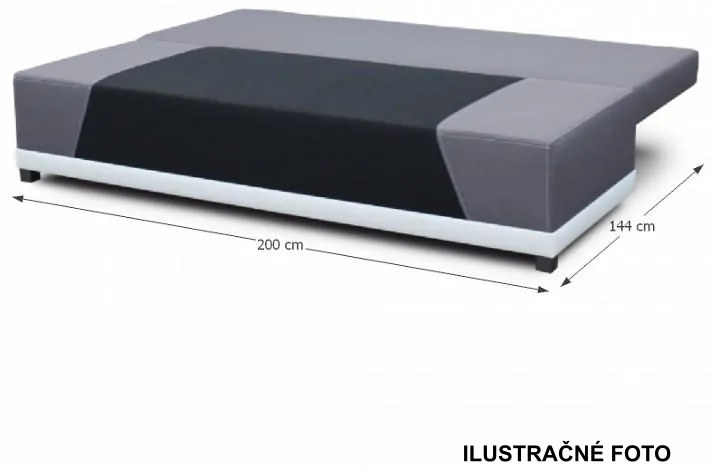 Canapea extensibilă, material textil negru/gri/perne gri cu model, ROKAR