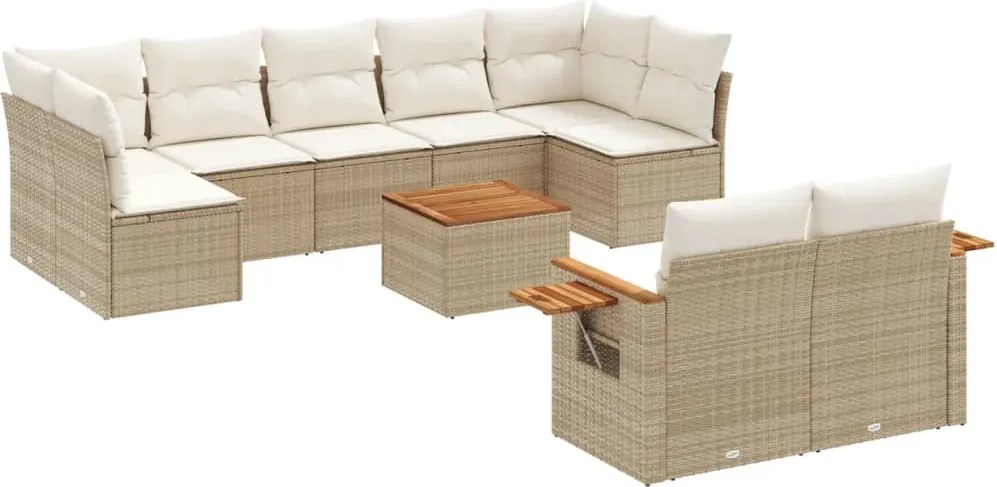 vidaXL Set canapele de grădină cu perne, 10 piese, bej, poliratan
