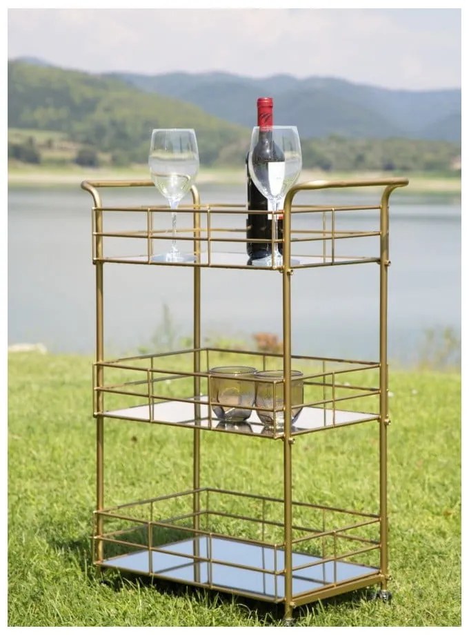 Cărucior pentru servire cu 3 etaje Mauro Ferretti Reo, auriu