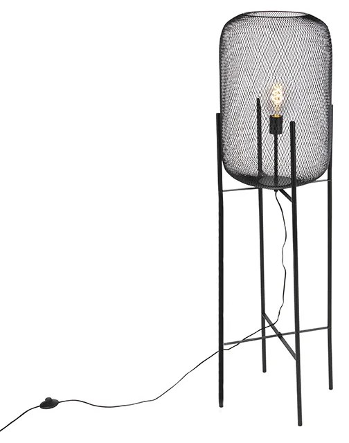 Lampă de podea modernă neagră - Bliss Mesh