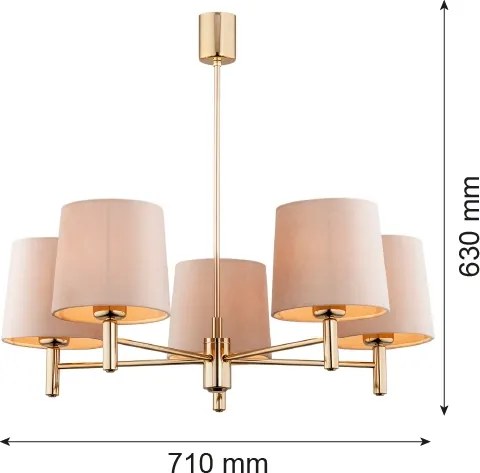 Brilagi - Lustra cu tijă MONTE 5xE27/60W/230V bej/auriu