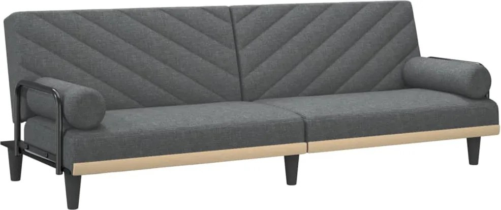 vidaXL Canapea extensibilă cu cotiere, gri închis, textil