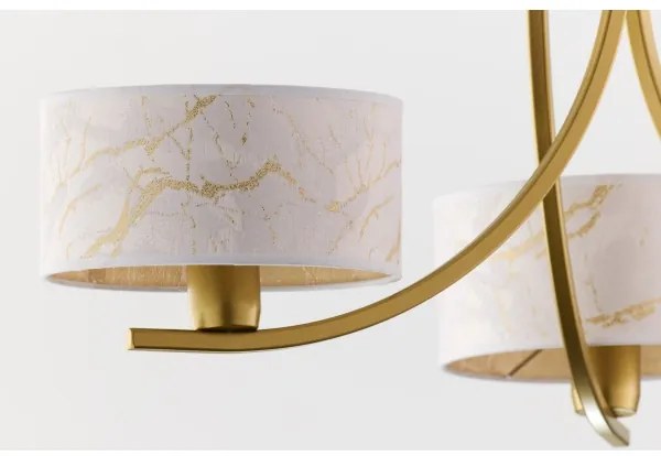 Jupiter 2096 - Lustră cu lanț ARTHUR, 3xE27/15W/230V, alb/auriu/decor de marmură