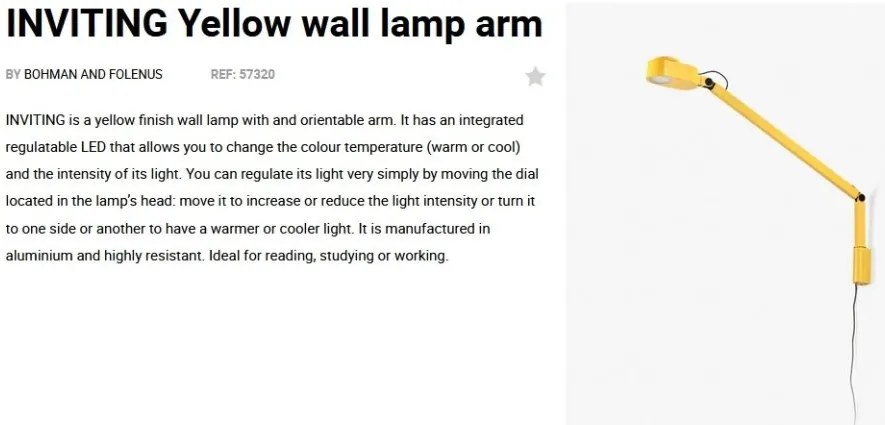 Aplica LED dimabila / Lampa de perete design ultra-modern INVITING galbena
