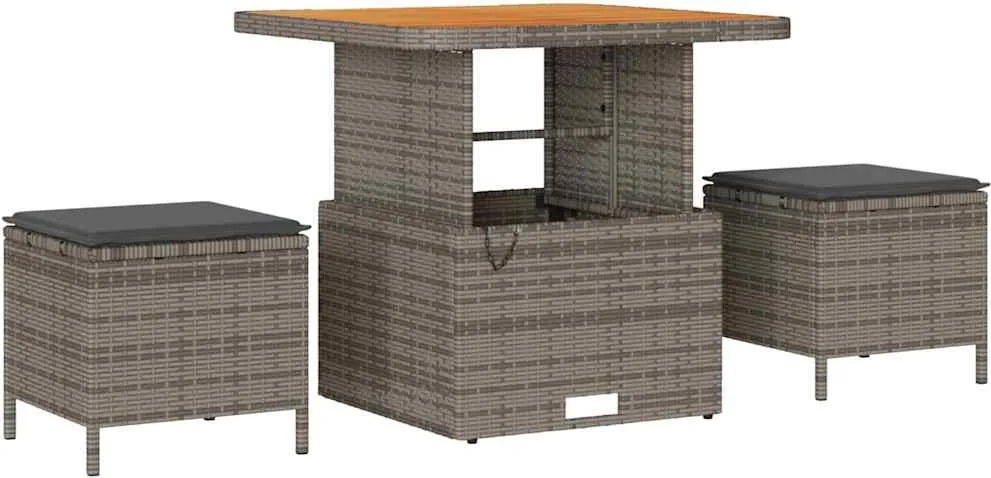 vidaXL Set de masă pentru grădină Gri poliratan