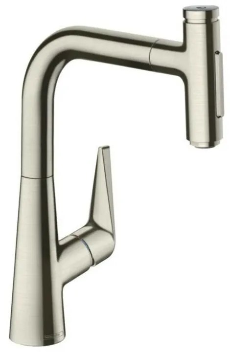 Baterie bucatarie cu dus extractibil crom periat Hansgrohe Talis M51 220 cu 2 jeturi