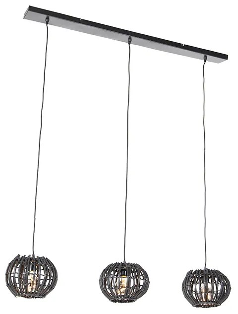 Lampă suspendată rustică neagră, ovală, cu 3 lumini - Canna
