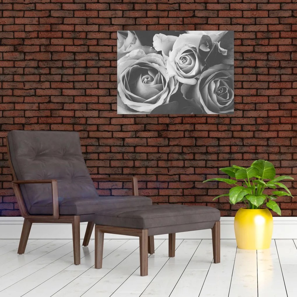 Tablou - Trandafir,alb-negru (70x50 cm)