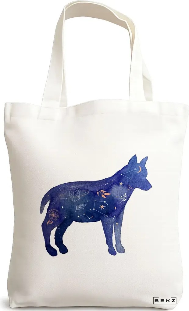 Sacosa de Panza pentru Cumparaturi, Geanta Tote, model Caine Astral, 38x34.5 cm, Alba, BEKZ®