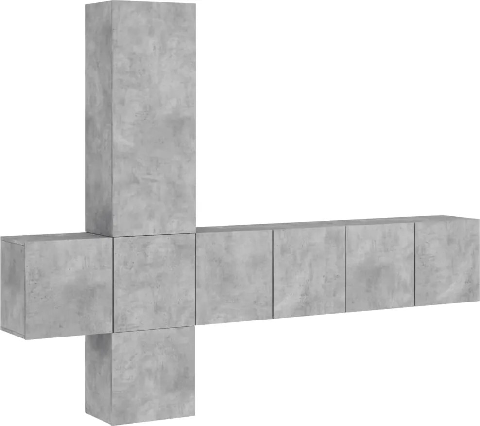 vidaXL Unități TV de perete, 5 piese, gri beton, lemn prelucrat