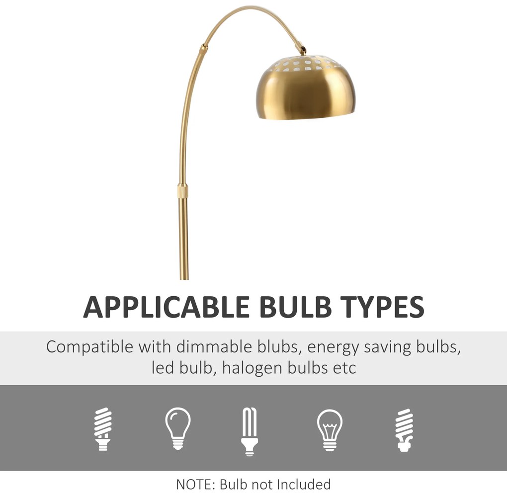 Lampa de podea cu abajur, 30x100x167cm, aurie HOMCOM | Aosom RO