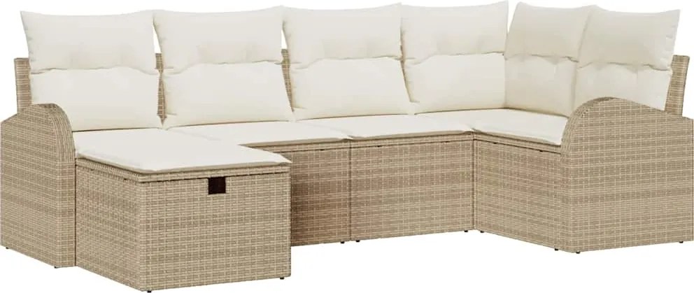 vidaXL Set de canapele pentru grădină cu pernă 6 pcs Bej Rattan poli