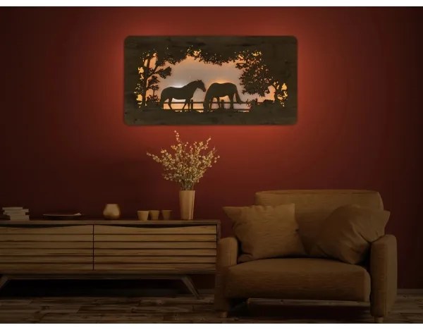 Li-Go 5012/B/4 – Decorațiune LED de perete, 10W/5V, 30000 mAh, 120x60 cm, stejar