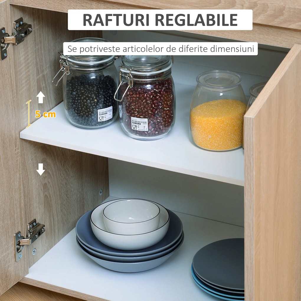 HOMCOM Dulapior de Bucătărie cu Sertare și Roți, Mobilier din Lemn, 78x39.5x88.5 cm, Stejar &amp; Negru | Aosom Romania