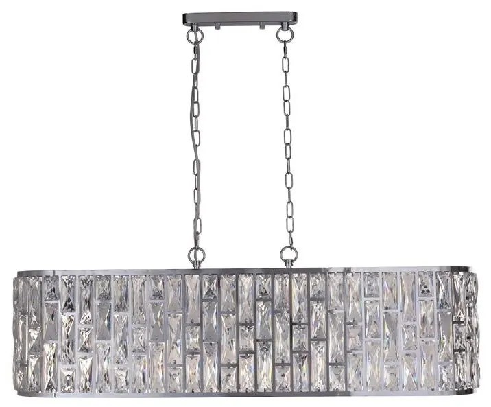 Lustra metal cromat, sticla transparenta Bijou 8Lt