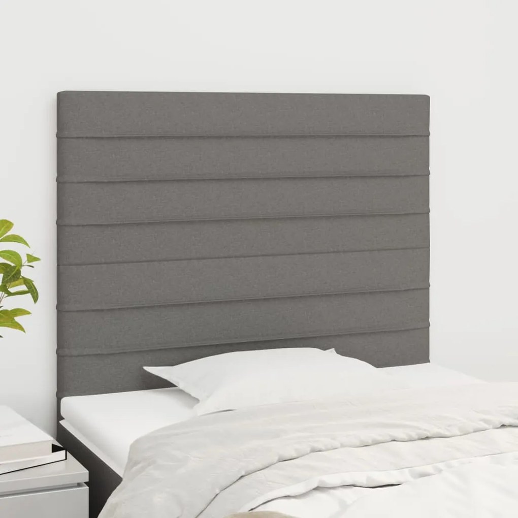vidaXL Tăblii de pat, 2 buc, gri închis, 80x5x78/88 cm, textil