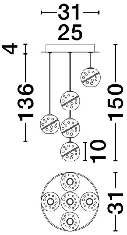 Lustra cu 5 pendule LED design modern LICIO