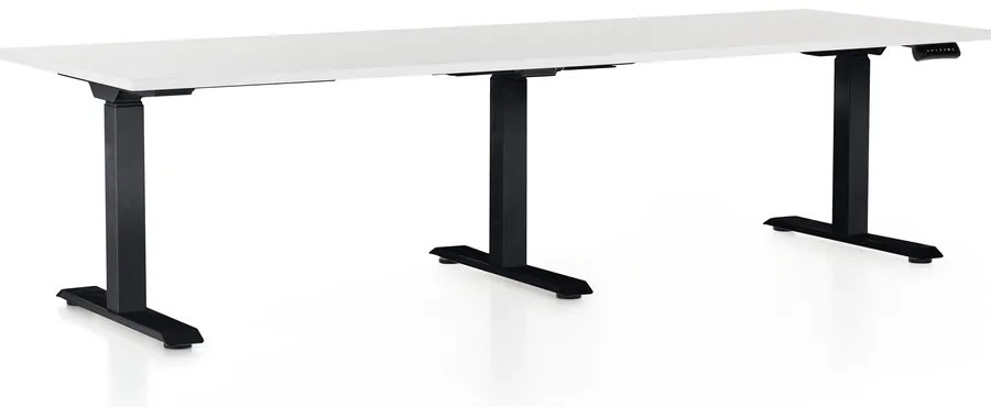 Masa inaltime reglabila OfficeTech Long, 240 x 80 cm, bază neagră, alb