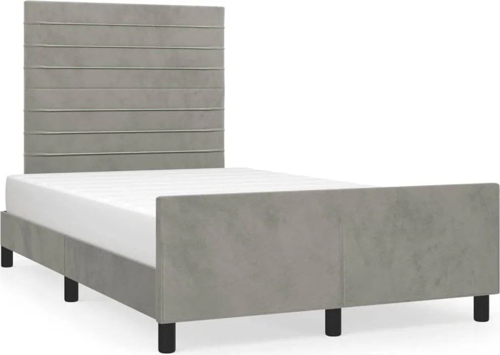 vidaXL Cadru de de pat fără saltea Gri deschis 120x190 cm catifea