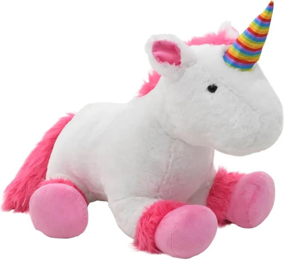 Unicorn de jucărie, roz și alb, pluș